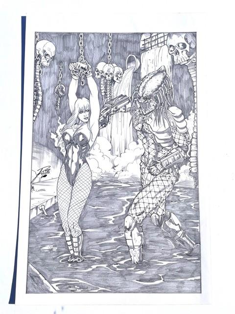 Signed Original Dean Juliette Black Canary/predator Pencil Commission 11x17