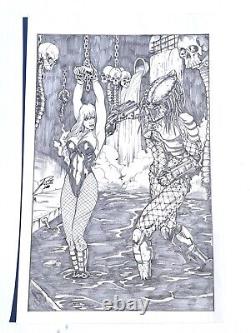 Signed Original Dean Juliette Black Canary/Predator Pencil Commission 11X17 Signed Original Dean Juliette Black Canary/Predator Pencil Commission 11X17