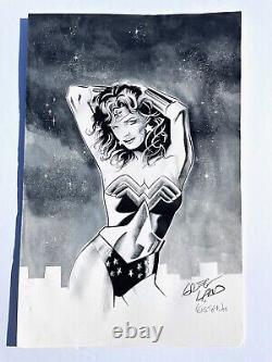 Signed Original Greg Land Wonder Woman Inked By Leisten Commission 11X17