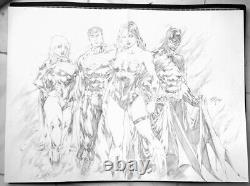 Signed Original Iago Maia Oversize Batman Superman Wonder Woman Pencil 17X23