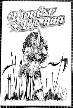 Signed Original Iguana Wonder Woman Cover Marker Commission 11X17