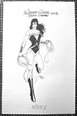 Signed Original Joe Prado Wonder Woman Black Lantern Marker Concept Design 11X17