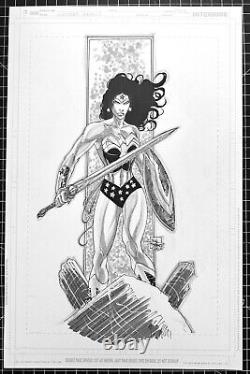 Signed Original Joe Prado Wonder Woman Ink/Marker Commission 11X17