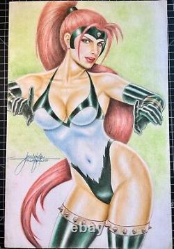 Signed Original Jun Defilipe Artemis Pastel Commission 10X15