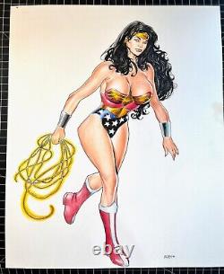 Signed Original Kuettner Wonder Woman Mixed Media Commission 14X17