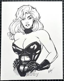 Signed Original M. C. Wyman Black Canary Inked Commission 11X14