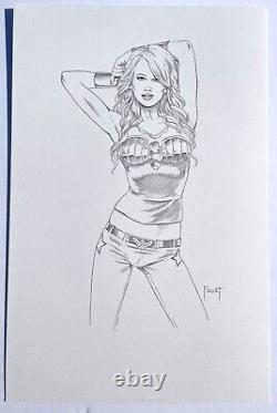 Signed Original MITCH FOUST WONDERGIRL PENCIL COMMISSION 11X17