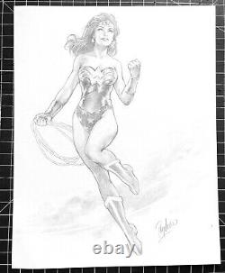 Signed Original RAY LAGO Wonder Woman Pencil Commission 8.5X11