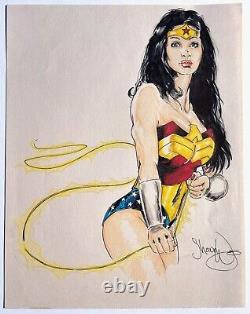 Signed Original Shawn Wagner Wonder Woman Pencil/Marker Pinup 11X14