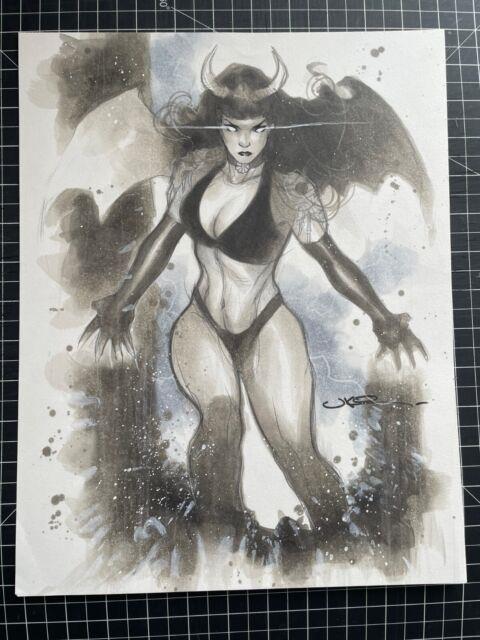 Signed Original Uko Smith Purgatori Watercolor/wash Commission 11x14