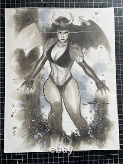 Signed Original Uko Smith Purgatori Watercolor/Wash Commission 11X14