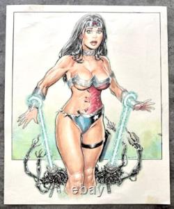 Signed Quest/Kuettner Naughty Wonder Woman Colored Pencil Commission 11X13 Signed Quest/Kuettner Naughty Wonder Woman Colored Pencil Commission 11X13