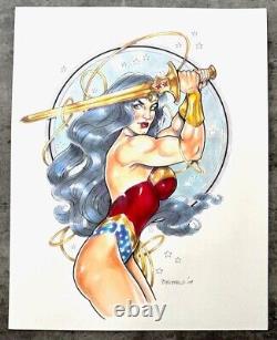 Signed Robin Bielefeld Wonder Woman Marker Commission 11X14