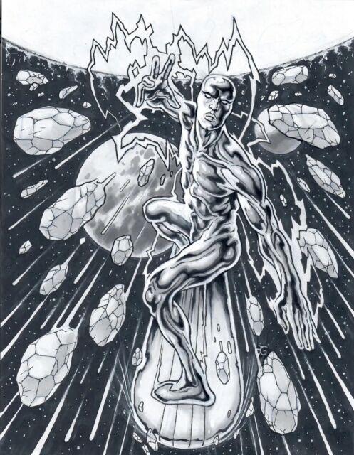 Silver Surfer By Gabriel Frizzera Original Comic Art 8.5 X 11 Cosmic