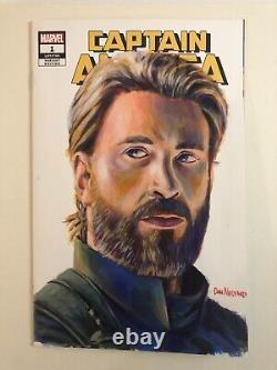 Sketch cover blank original art, Chris Evans Captain America, by Dan Neidlinger