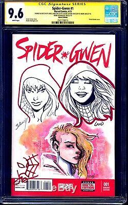 Spider-Gwen #1 BLANK CGC SS 9.6 signed SKETCH JAM Land Bagley Rodriguez Latour