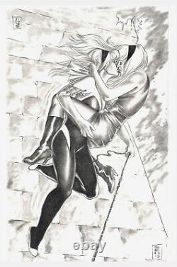 Spider Gwen & Gwen Stacy by Gene Espy Original Comic Art Drawing Pinup 13x20