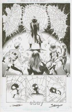 Spider-Man #1 LGY 157 Signed Original Art Splash Page NOIR Mark Bagley Dan Slott