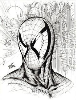 Spider-Man. Original, black & white, comic art, sketch, drawing by Calvin Henio