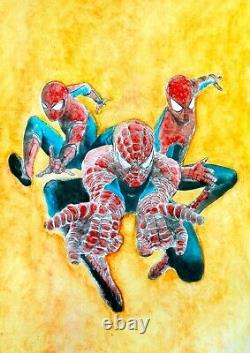 Spiderman No Way Home 8x11 Original art watercolor on paper signed