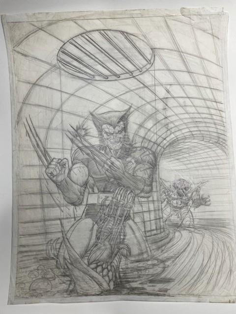 Steve Fastner 1982 Wolverine Litho Pencil Prelim! Huge Wolverine Claws Out