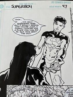 Superboy 1994 Series #47 Page 19 Comic Original Art Signed by Doug Hazlewood