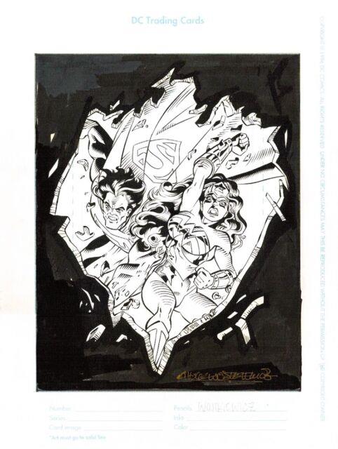 Superman Wonder Woman 1996 Dc Comics Trading Card Original Art Page Pinup Splash