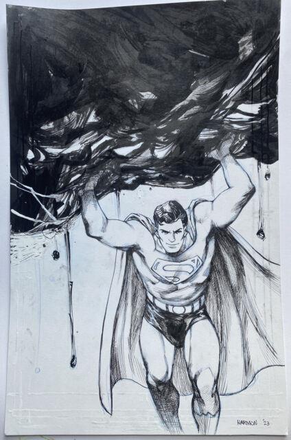 Superman Lifting Original Comic Art Illustration Paul Harmon