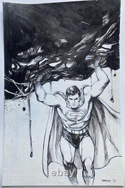 Superman lifting original Comic Art Illustration Paul Harmon