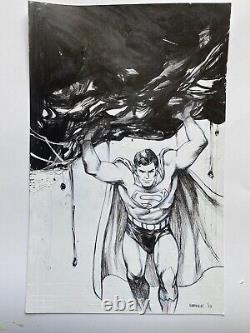 Superman lifting original Comic Art Illustration Paul Harmon