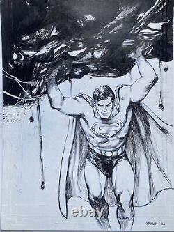 Superman lifting original Comic Art Illustration Paul Harmon