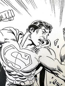 Superman vs Orion! Original Art by Artist Jerry Ordway Hero Initiative 2016