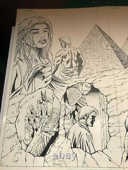 TALES OF WITCHBLADE #9 original art STUNNING 2 PG SPLASH 2001 IMAGE EGYPT BASTET