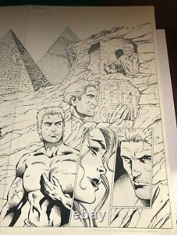 TALES OF WITCHBLADE #9 original art STUNNING 2 PG SPLASH 2001 IMAGE EGYPT BASTET