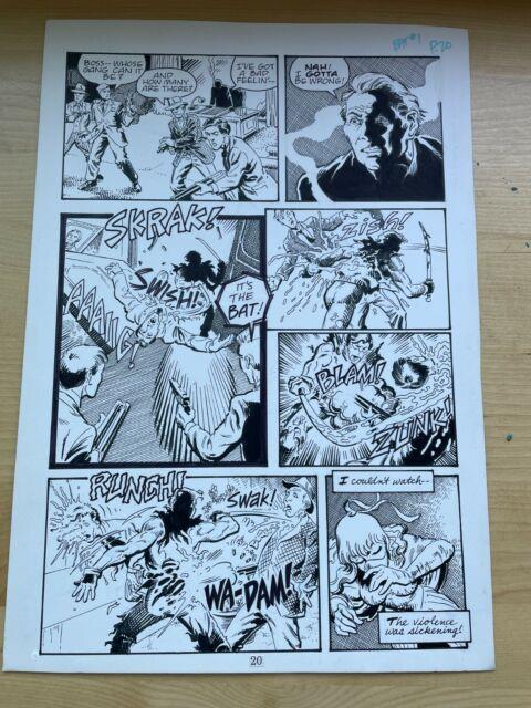 The Bat #1 Original Comic Art Cuts Off Head Slice Neck Tears Out Eye 1990