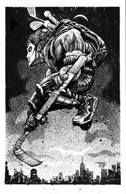 TMNT Casey Jones Original Artwork Illustration 11 x 17 Ink Drawing