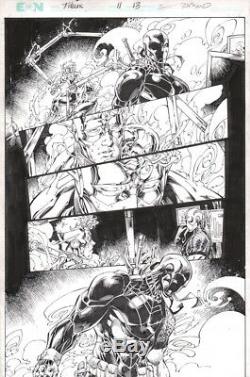 Teen Titans 11 Original Brett Booth Art Splash Page Deathstroke Slade Kid Flash