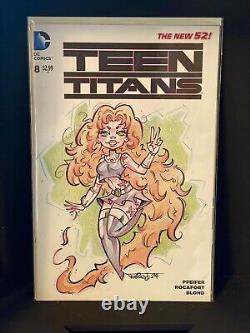 Teen Titans 8 Blank Variant Comic With Original Starfire Sketch Art