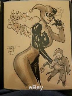 Terry Dodson Original Art Sketch Harley Quinn Commission 8.5x11 Batman JOKER