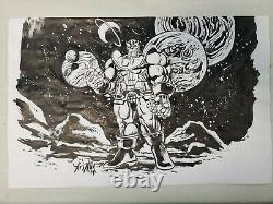Thanos Original comic art Marvel sketch painted by artist Kickliy 11 x 17 Image