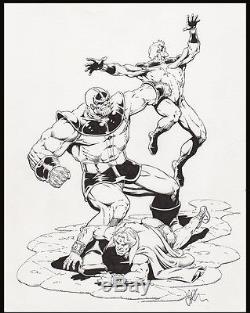Thanos vs Warlock and Captain Marvel Specialty Art by Jim Starlin
