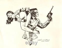 The Rocketeer with Tied up Babe Commission 1993 Signed art by Aaron Lopresti