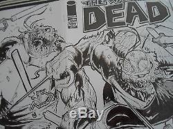 The Walking Dead Original Sketch Michonne vs. Zombie TMNT Turtles not CGC