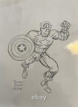 Thomas Tom Scioli Captain America Original Art Sketch. Marvel Godland Kayfabe