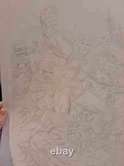 Thor Pencil Sketch By Mike Machlan 12x17 Original Unsigned