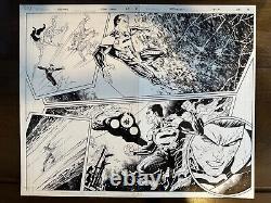 Tyler Kirkham Original Art Double-Page Spread! Teen Titans 28, p2-3. Superboy