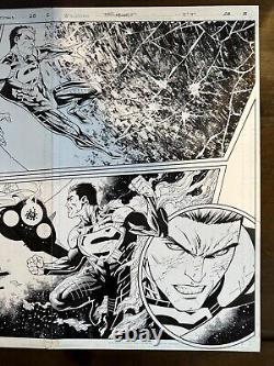 Tyler Kirkham Original Art Double-Page Spread! Teen Titans 28, p2-3. Superboy