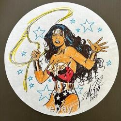 Unique Original Signed Al Rio Wonder Woman Marker Comm 10 IN Round On Vellum