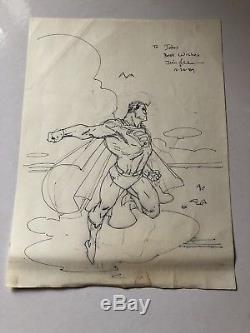 VINTAGE ORIGINAL JIM LEE SUPERMAN SKETCH DATED 12-26-89 WOW 8x10 COMIC BOOK ART