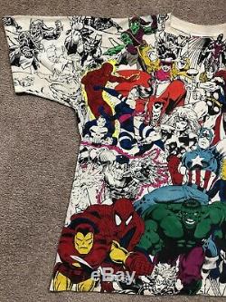 VTG 1993 Marvel All Over Print Baggy T Shirt Comic Art Movie 2 Sided Rap Tee 90s